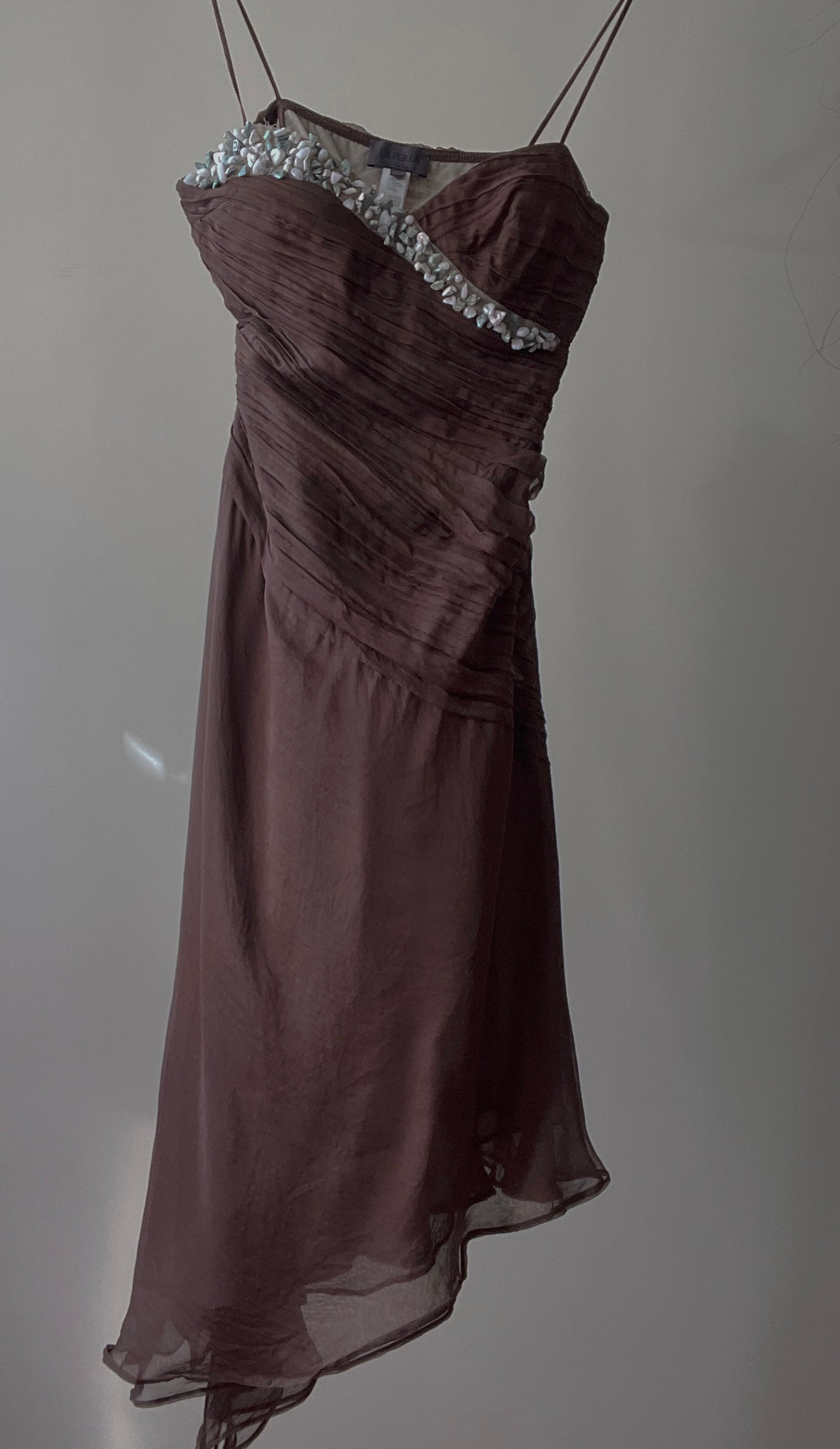 Vintage Designer La Perla Silk Chocolate Asymmetric Hem Dress