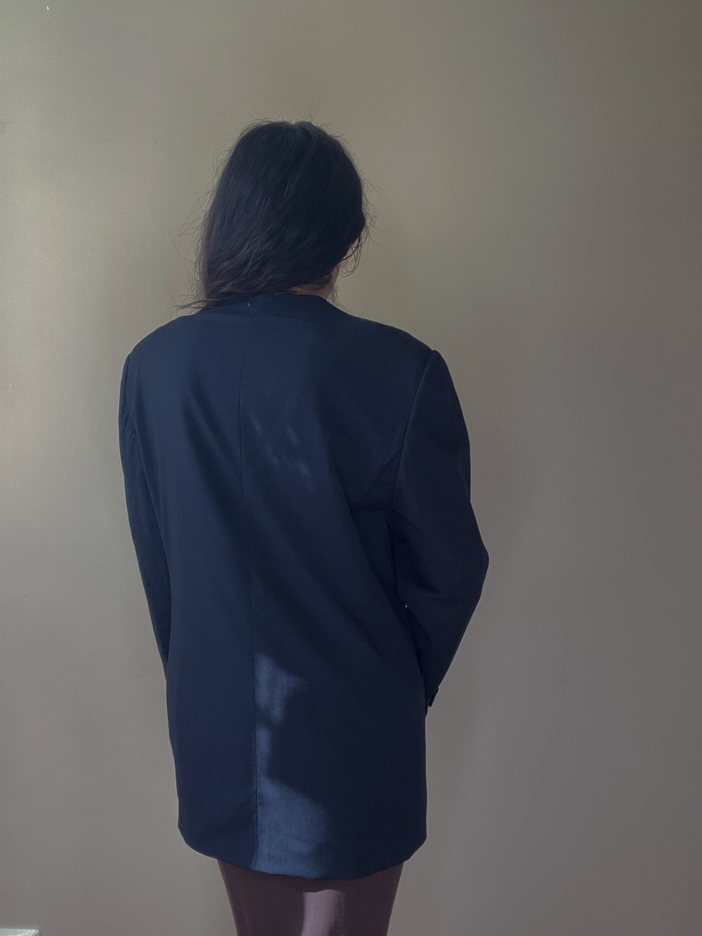 Vintage Designer Les Copains Collarless Feminine Navy Blazer