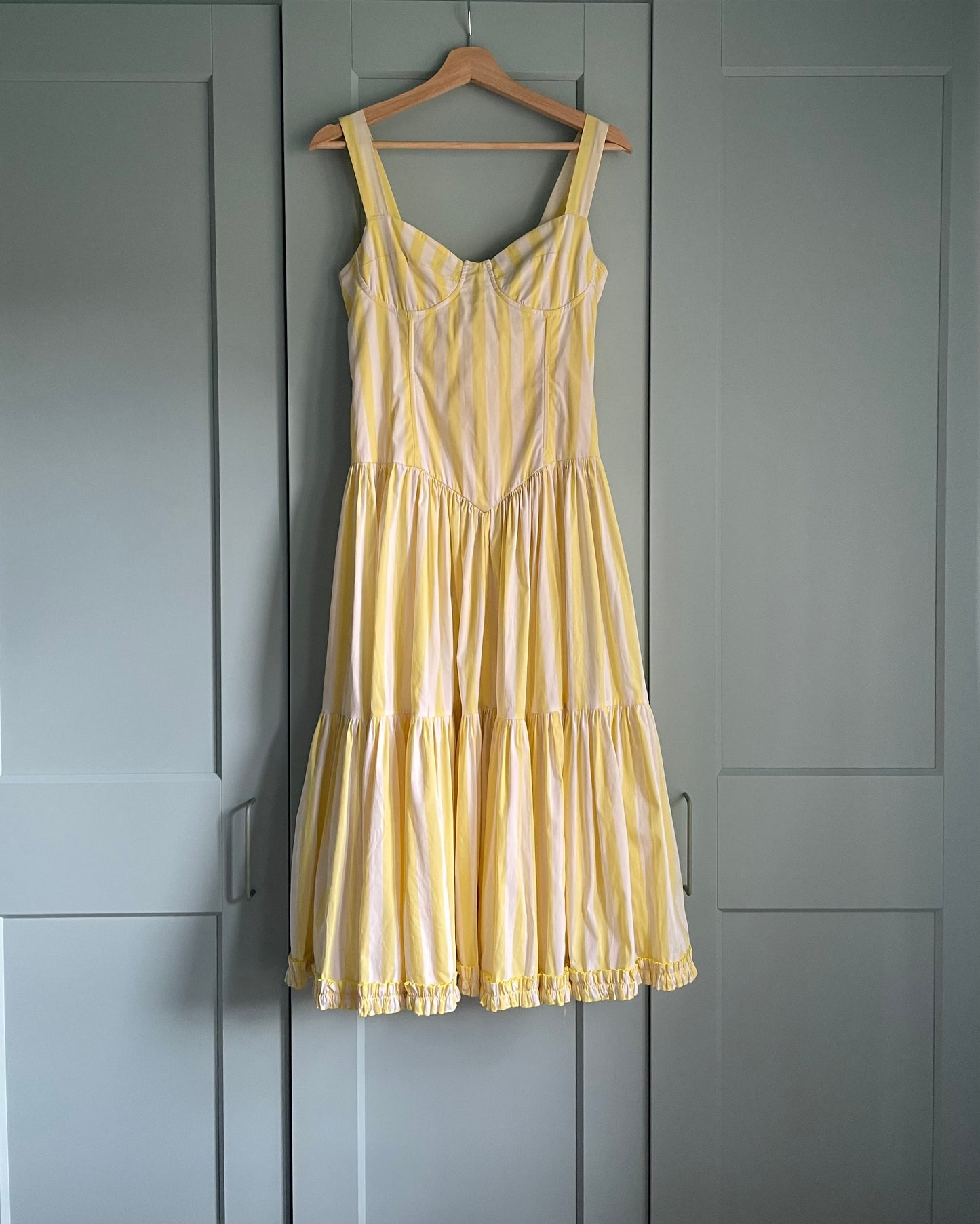 Vintage Butter Yellow Stripe Midsummer Cotton Dress