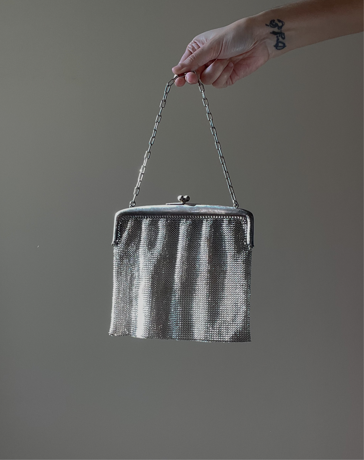 Antique Silver Chainmail Evening Bag