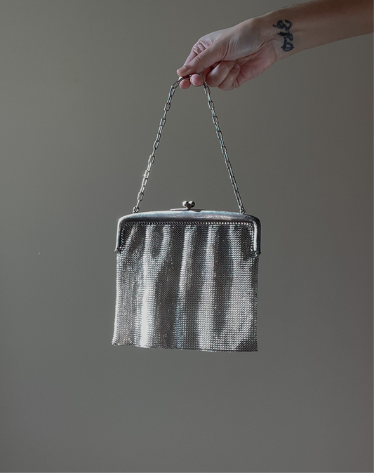 Antique Silver Chainmail Evening Bag
