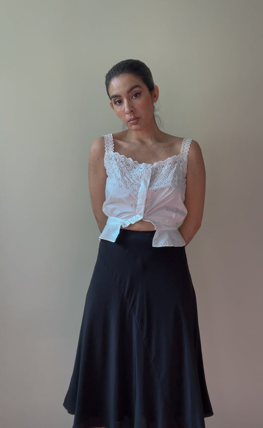 Vintage Designer Comptoir Des Cotonniers Black Bias Silk Skirt