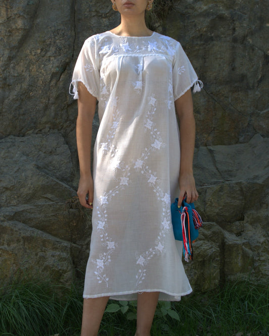 Vintage Midsummer Floral Embroidered Dress