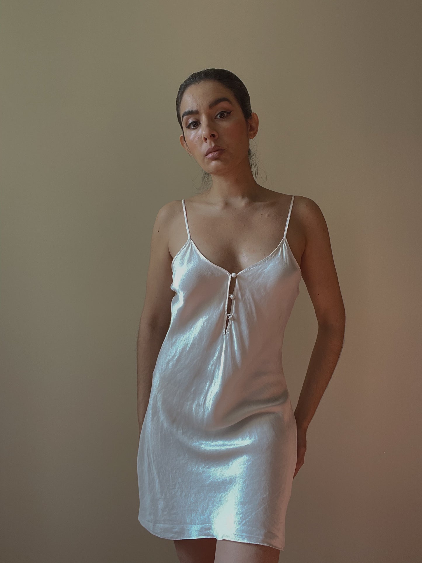 Vintage Cream Silk Slip Dress