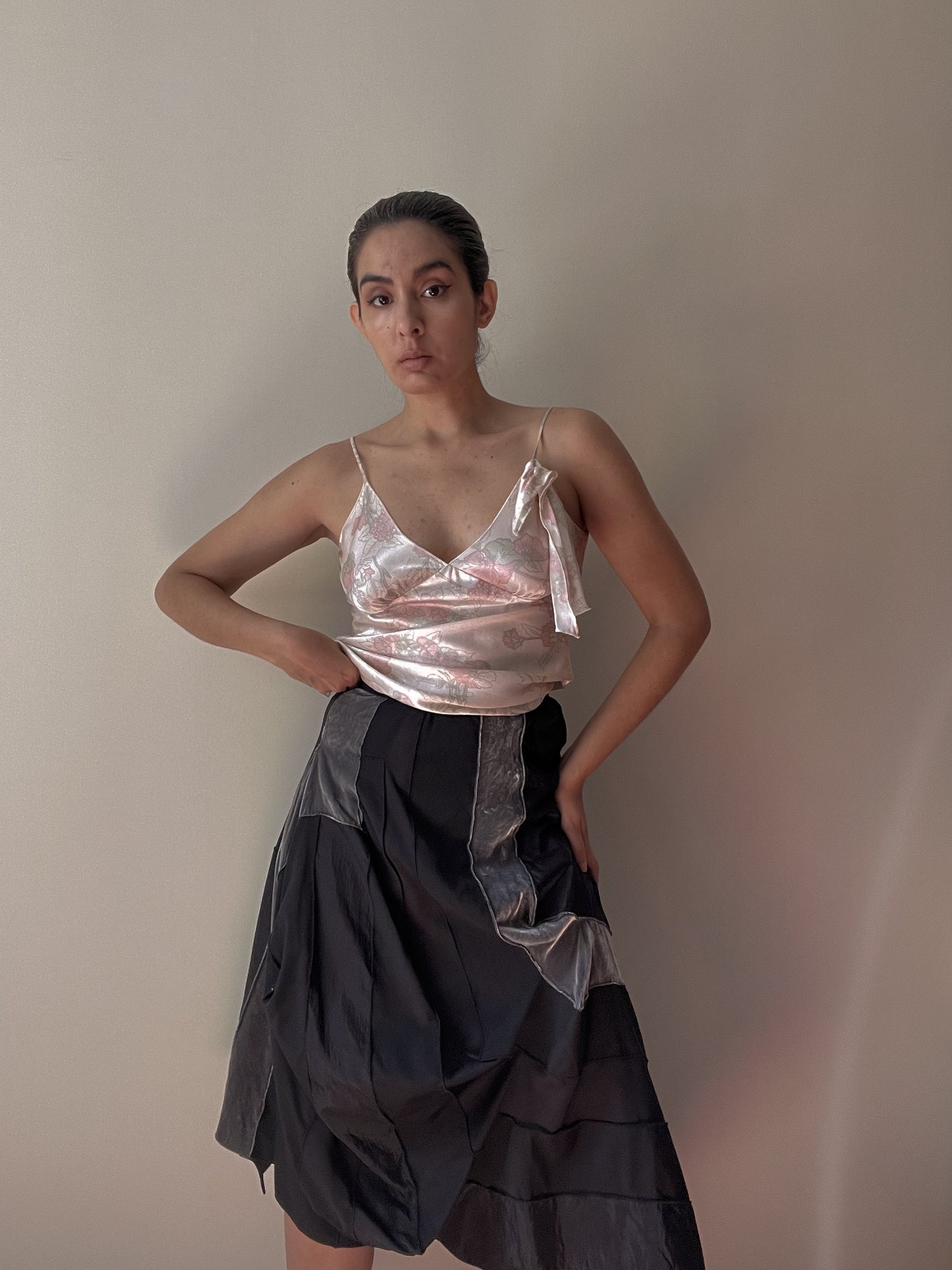 Vintage Designer Marithé + François Girbaud Black Wool Panel Skirt