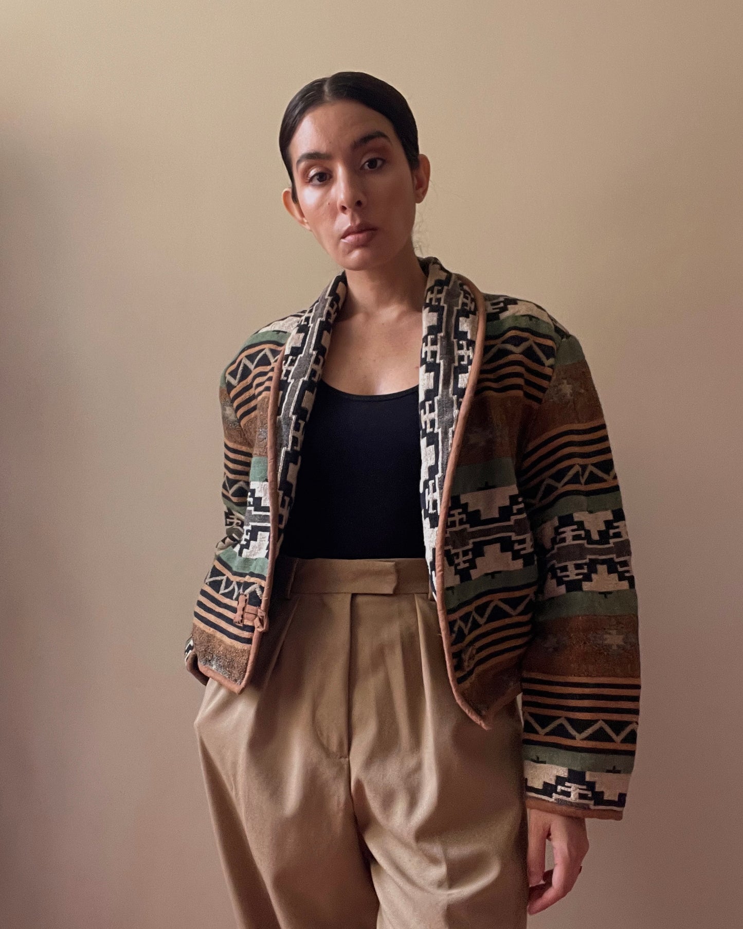 Vintage Western Style Jacquard Cotton Blazer