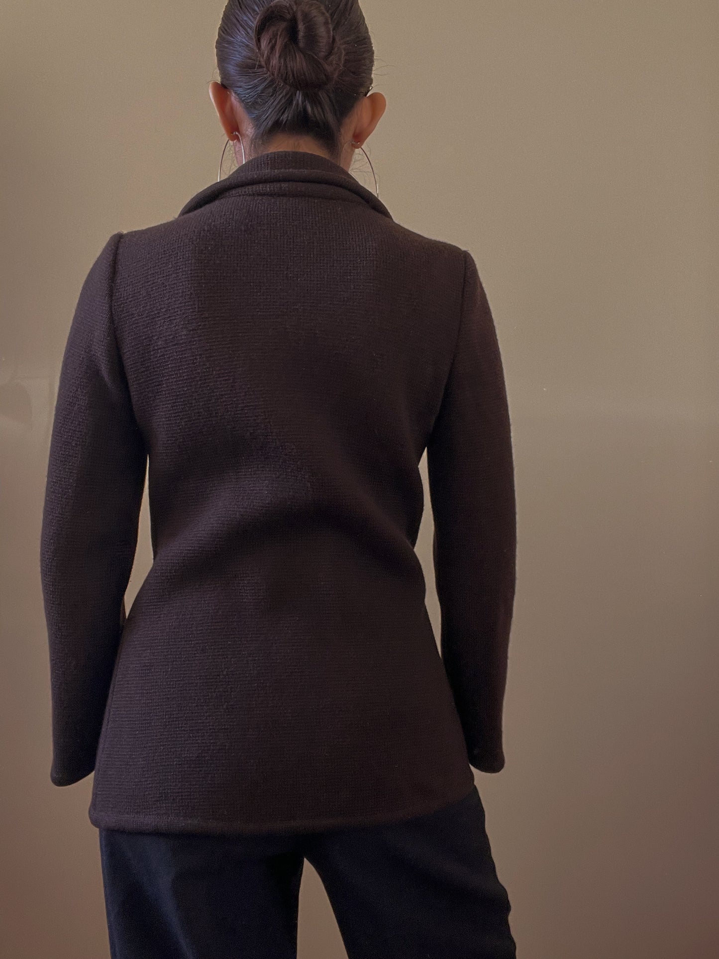 Vintage Designer Yves Saint Laurent Brown Knit Blazer