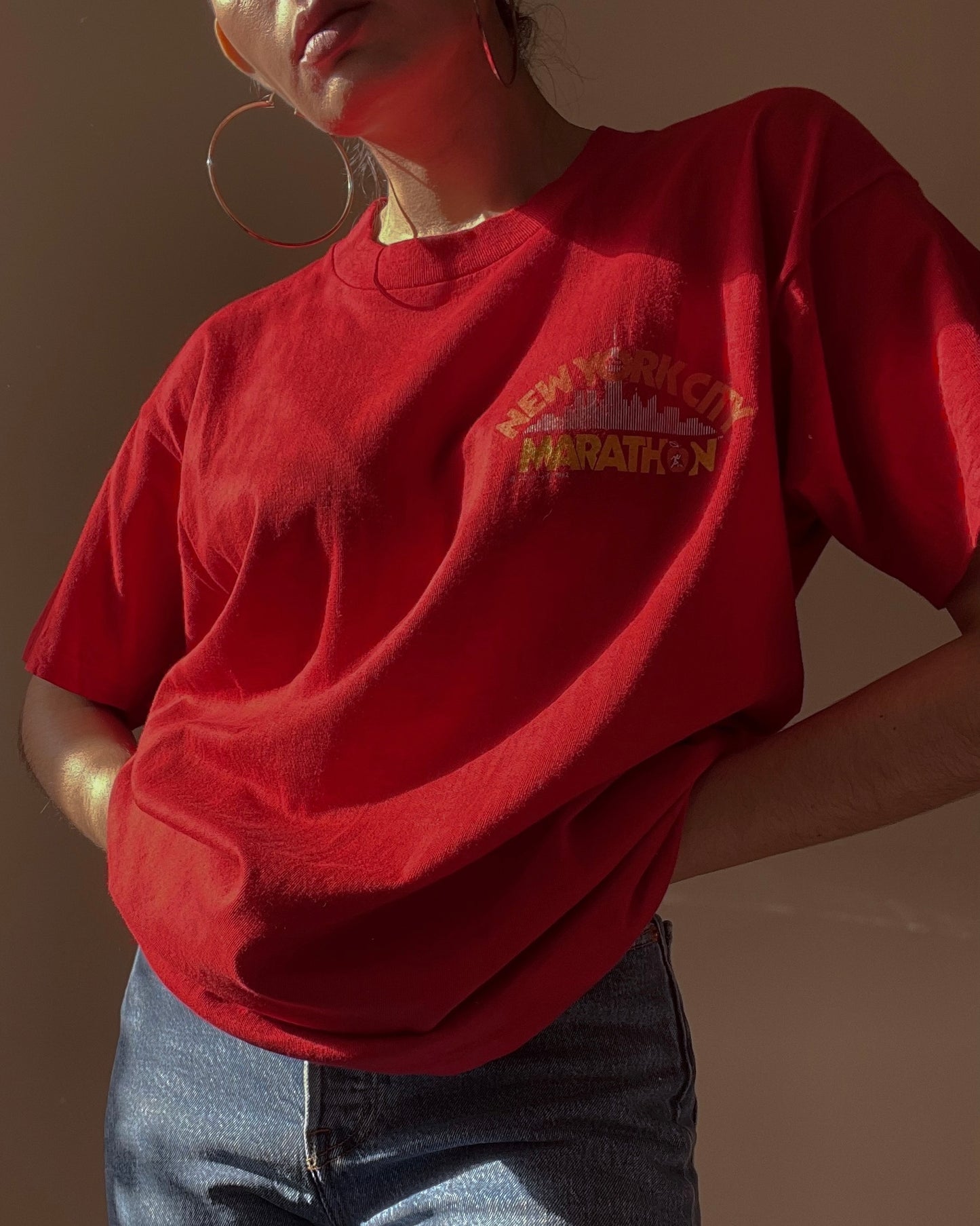 Vintage NYC Marathon Cotton Red Tshirt