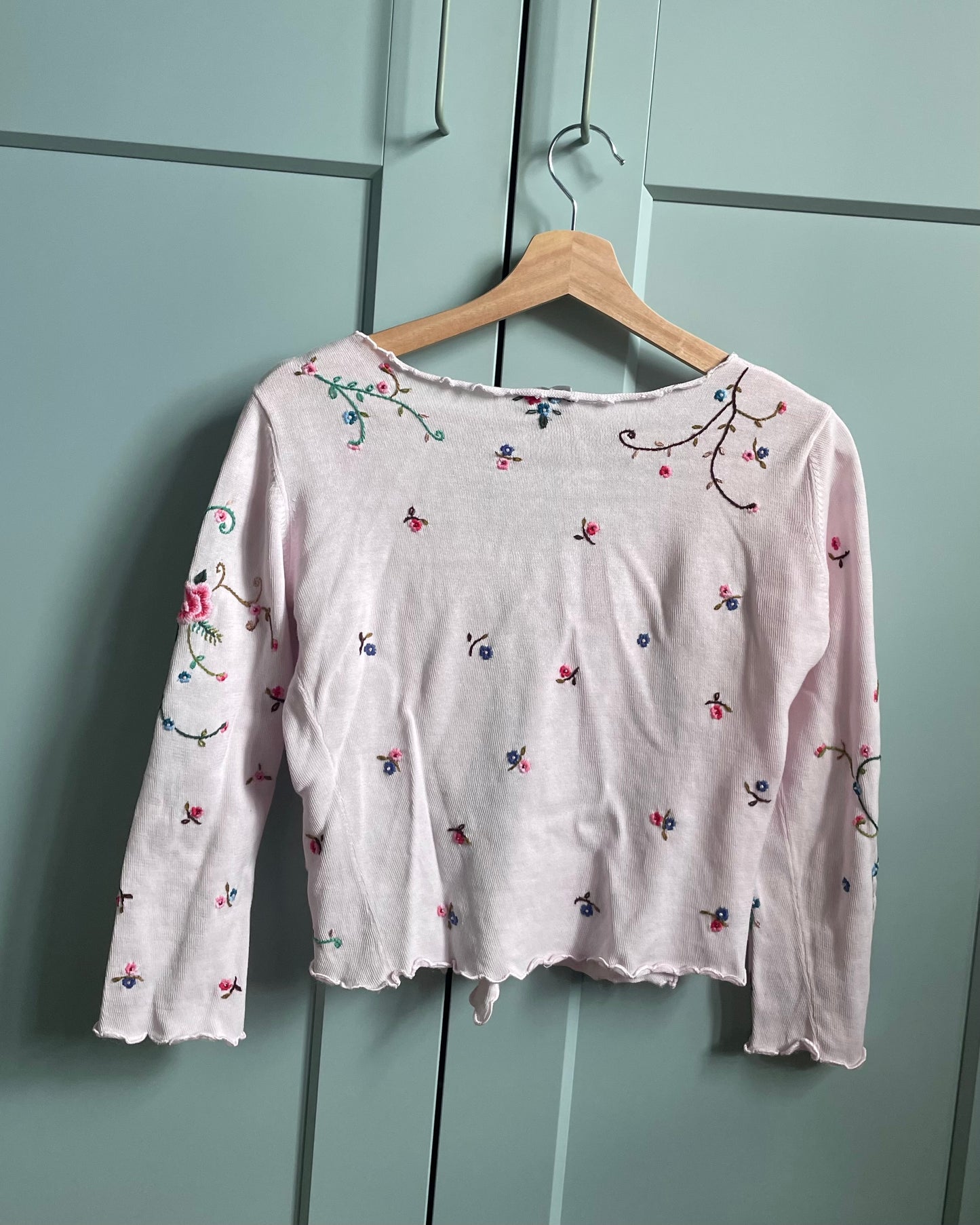 Vintage Designer Philosophy By Alberta Ferretti Embroidered Pink Cardigan