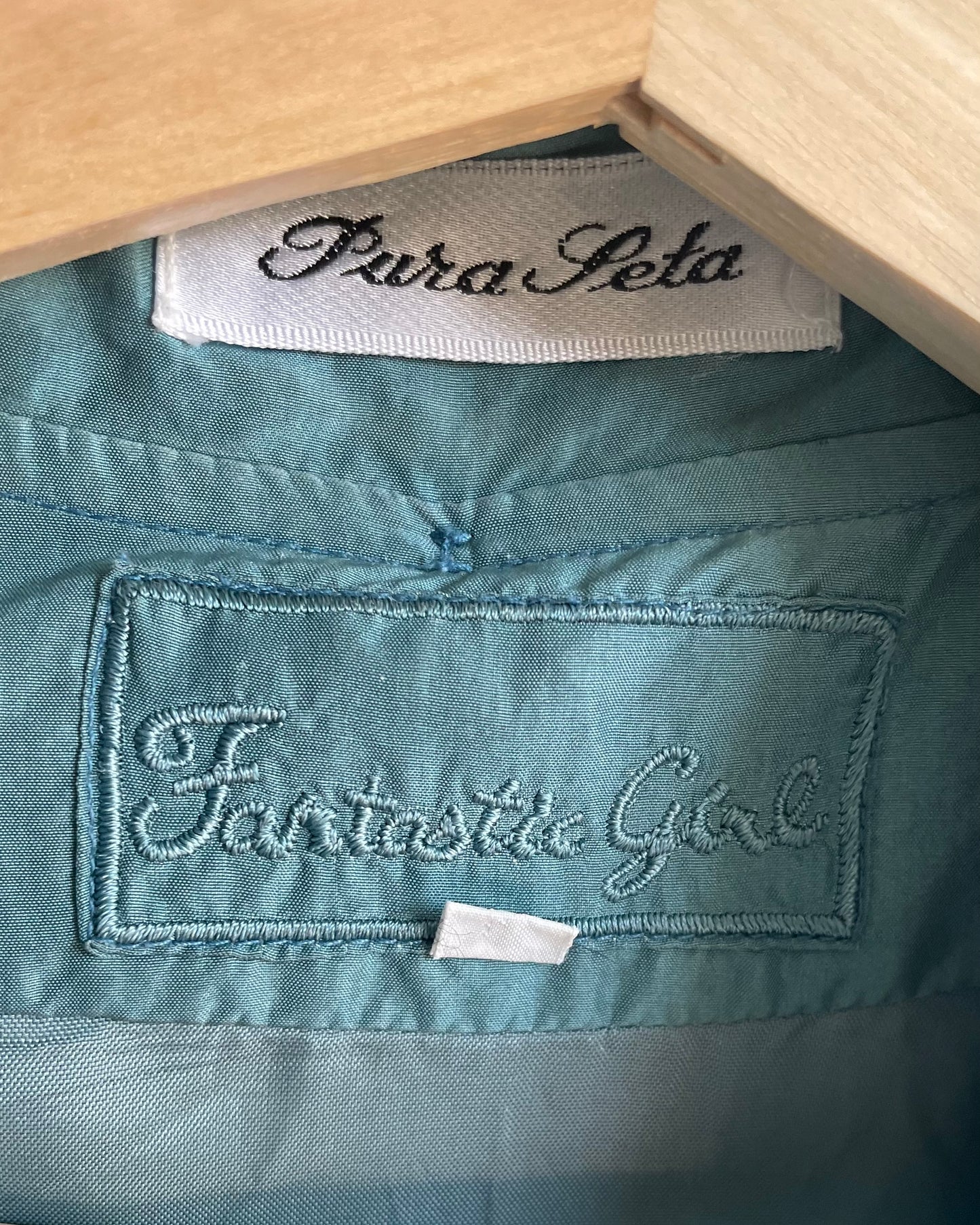 Vintage Fantastic Girl Blue Silk Windbreaker Jacket