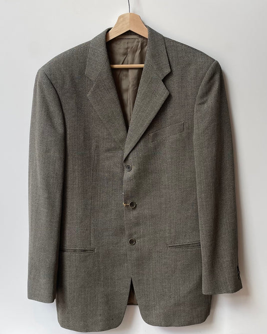 Vintage Oversized Warm Grey Wool Silk Armani Blazer