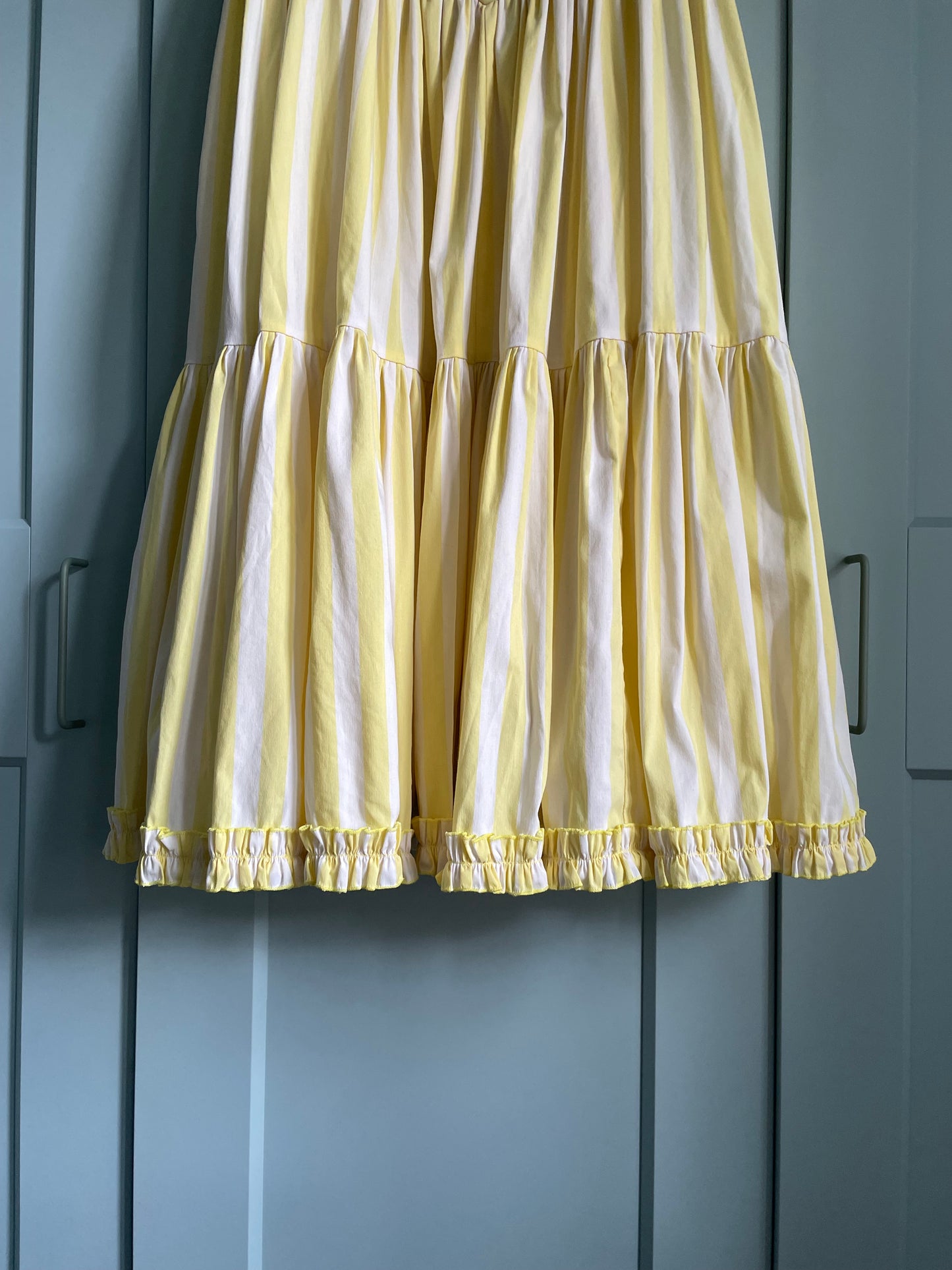 Vintage Butter Yellow Stripe Midsummer Cotton Dress