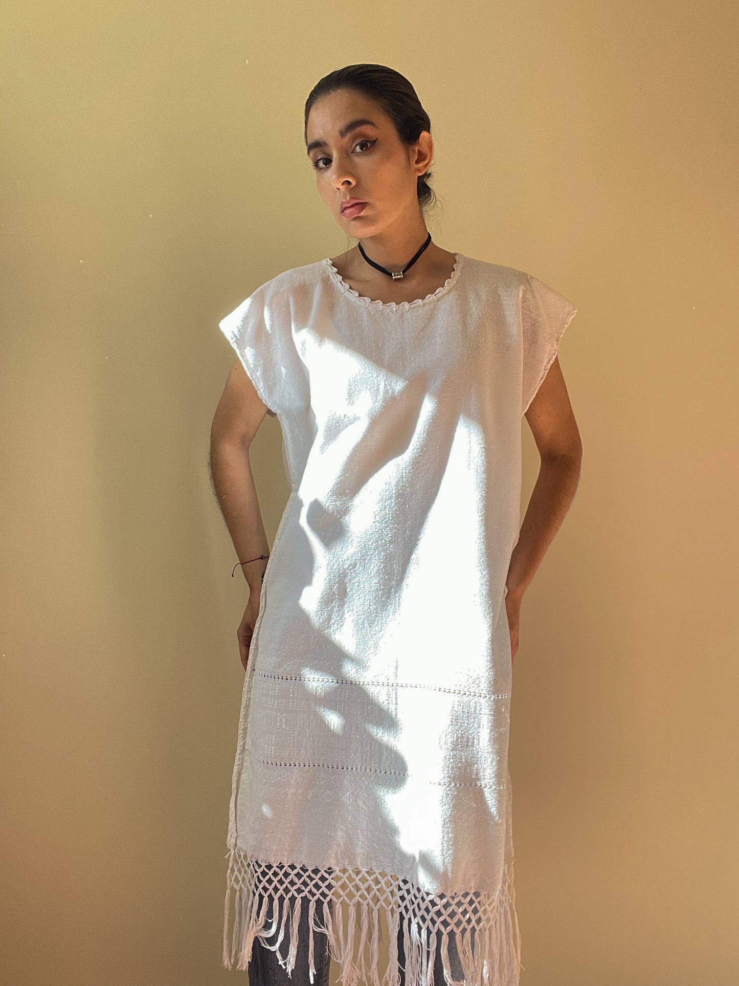 Handmade Midsummer Embroidered White Cotton Dress