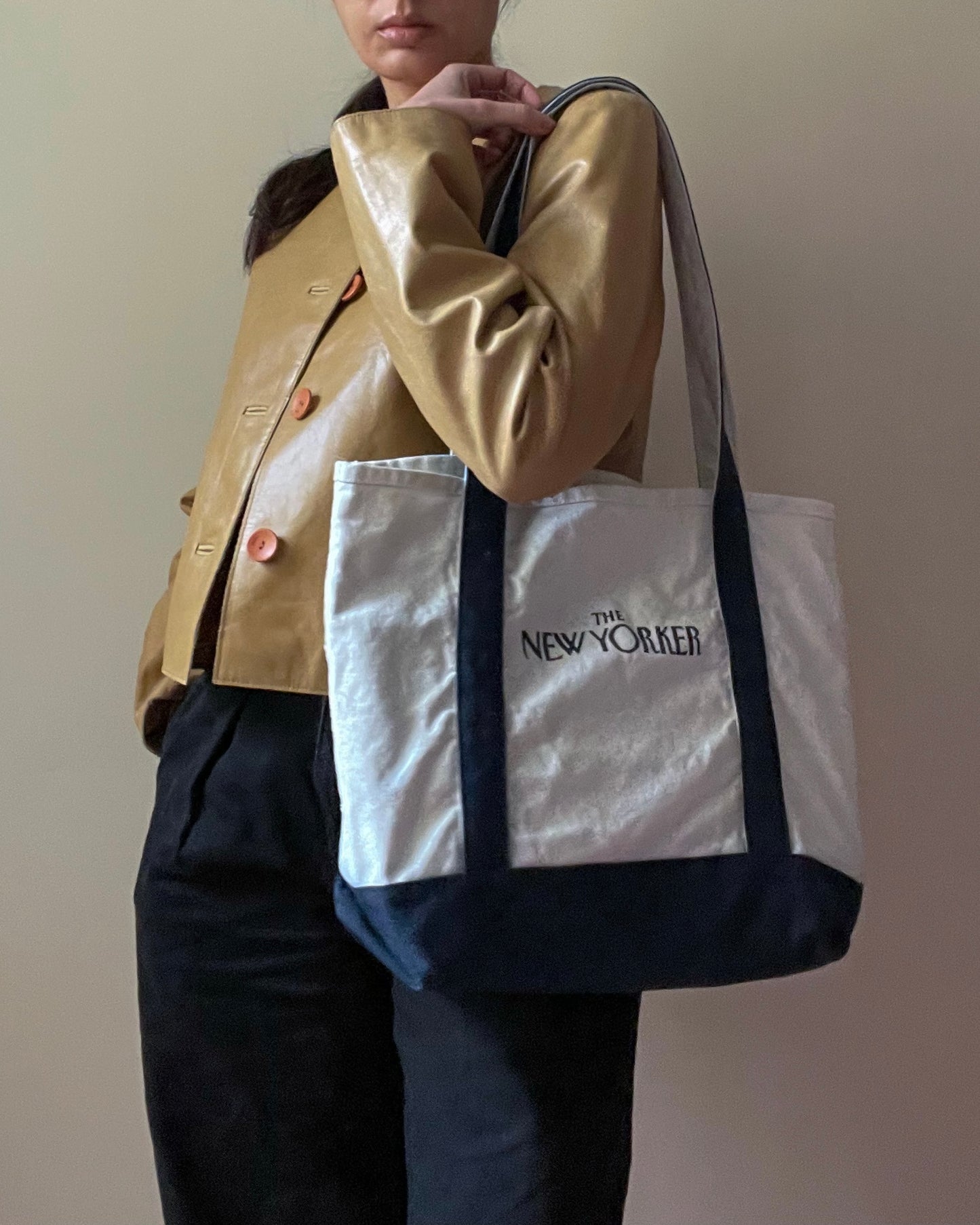 Vintage Blue New Yorker Canvas Cotton Tote Bag