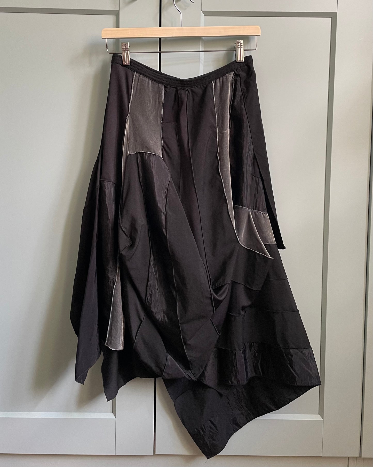 Vintage Designer Marithé + François Girbaud Black Wool Panel Skirt