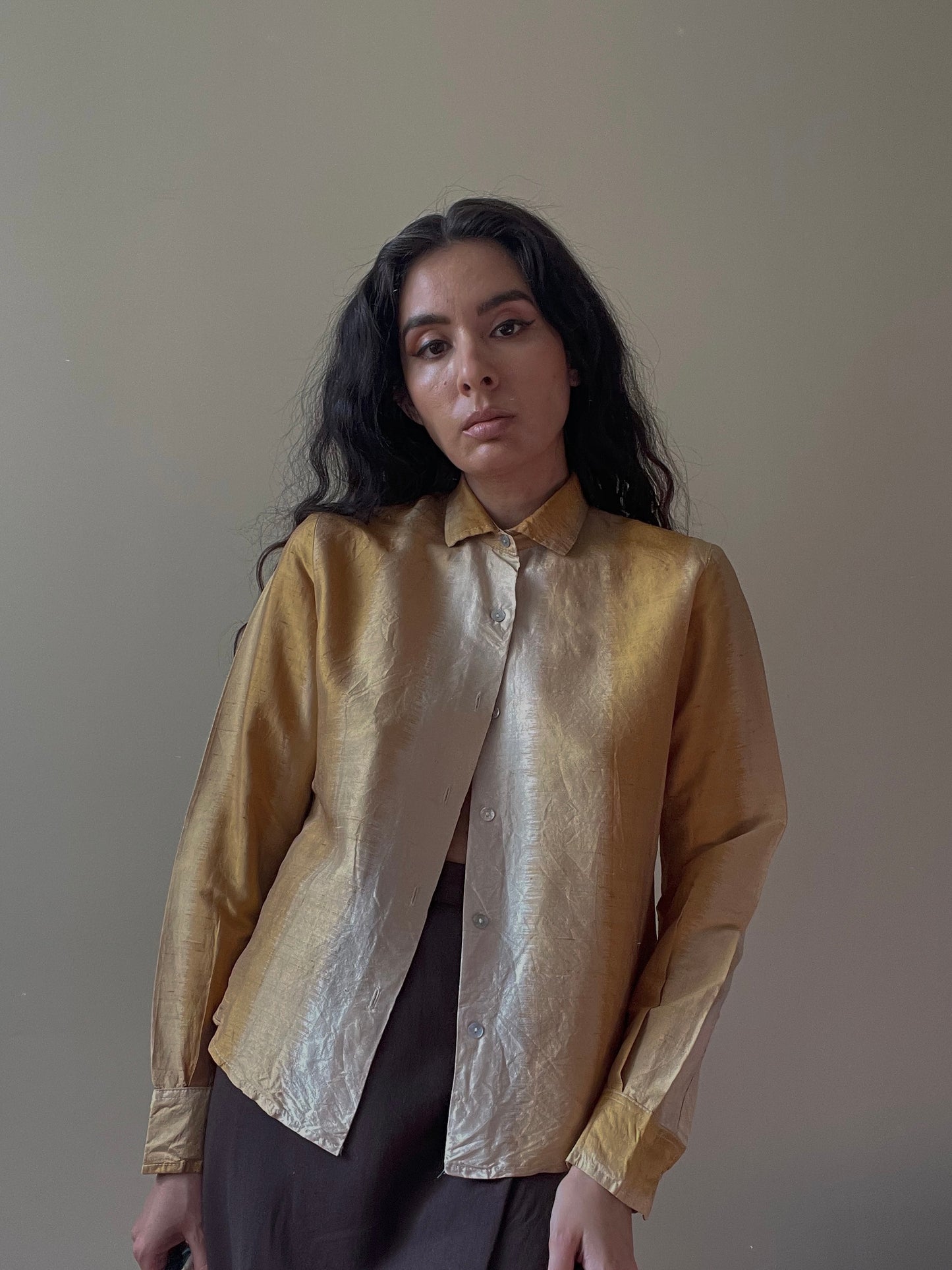 Vintage Gold Gradient Silk Shirt