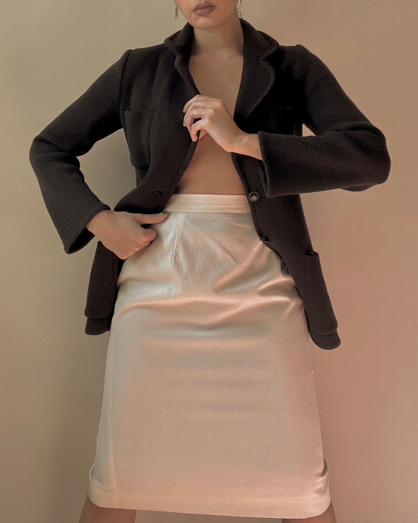 Vintage Designer Yves Saint Laurent Brown Knit Blazer