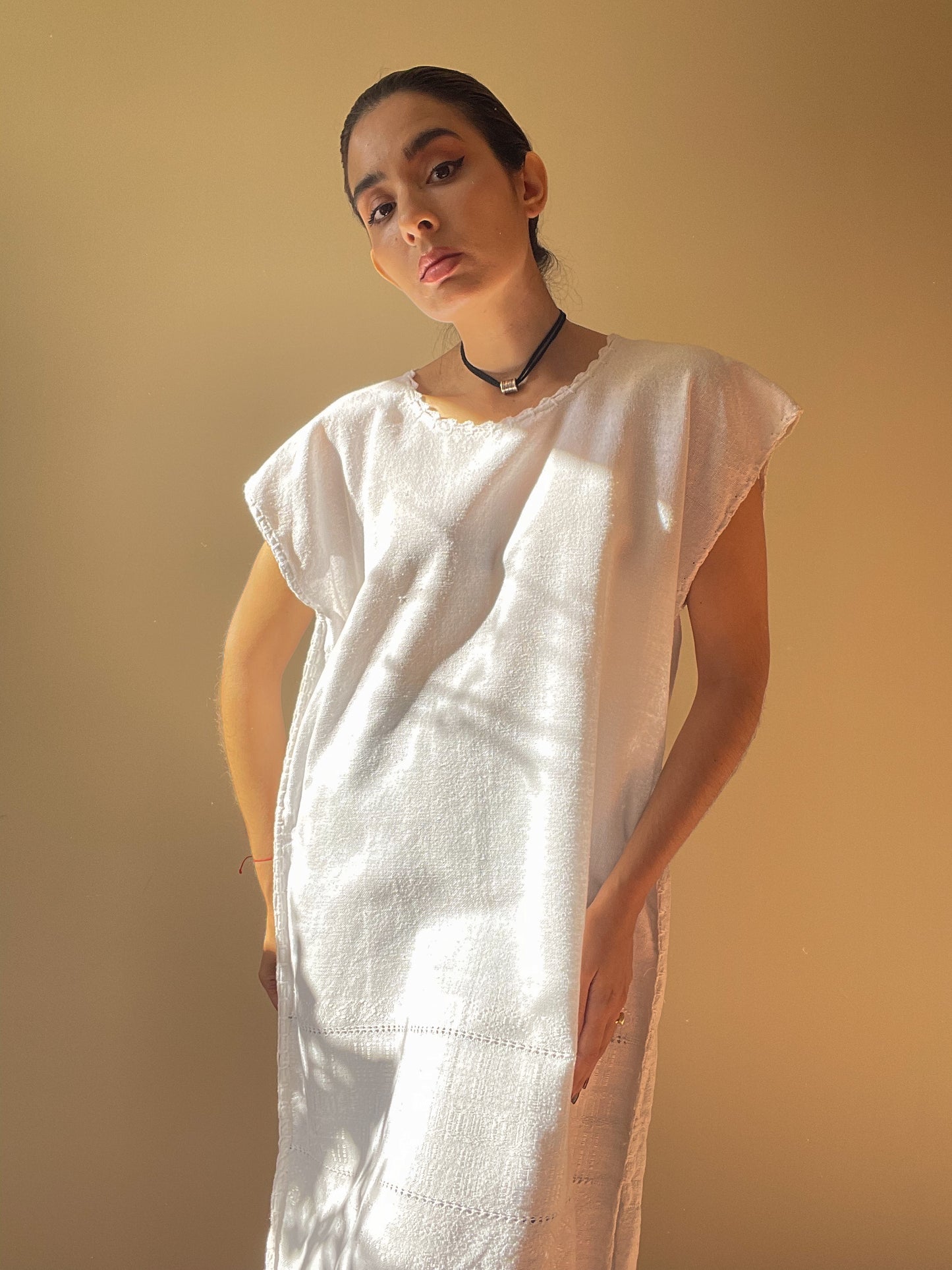 Handmade Midsummer Embroidered White Cotton Dress