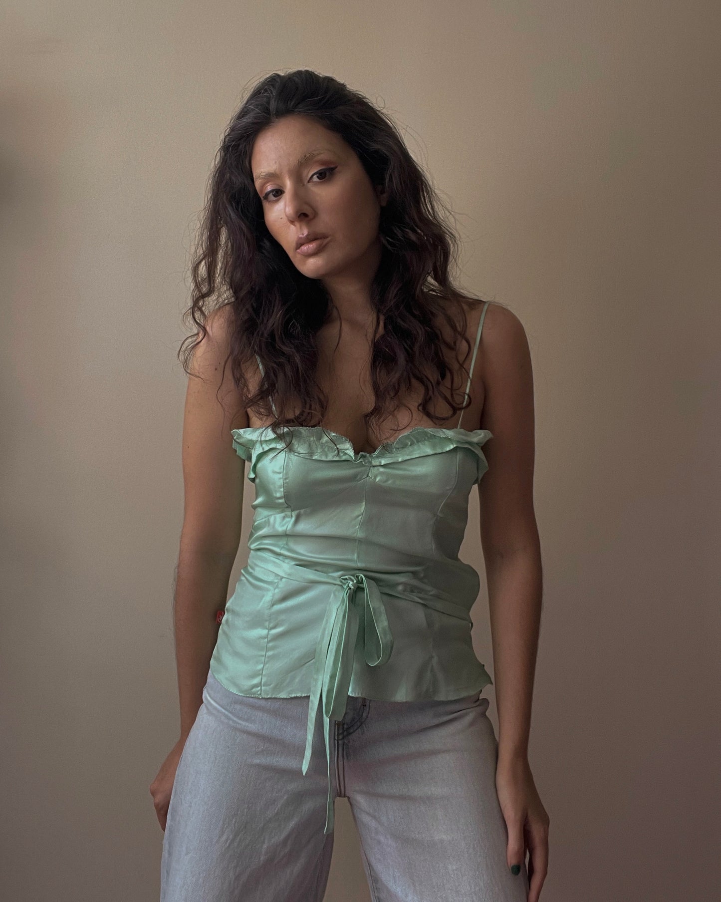 Vintage Christian Lacroix Silk Green Tank Top