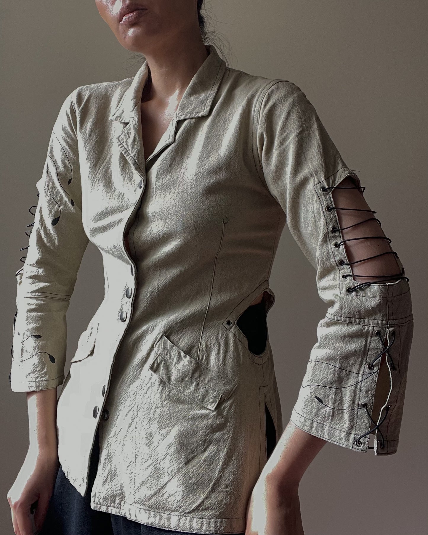 Vintage Finnish Brand Kiko Linen Blend Cutout Top