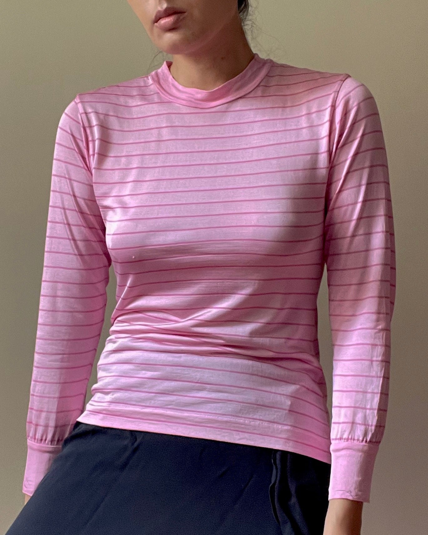 Vintage Silk Knit Stripe Crewneck Top