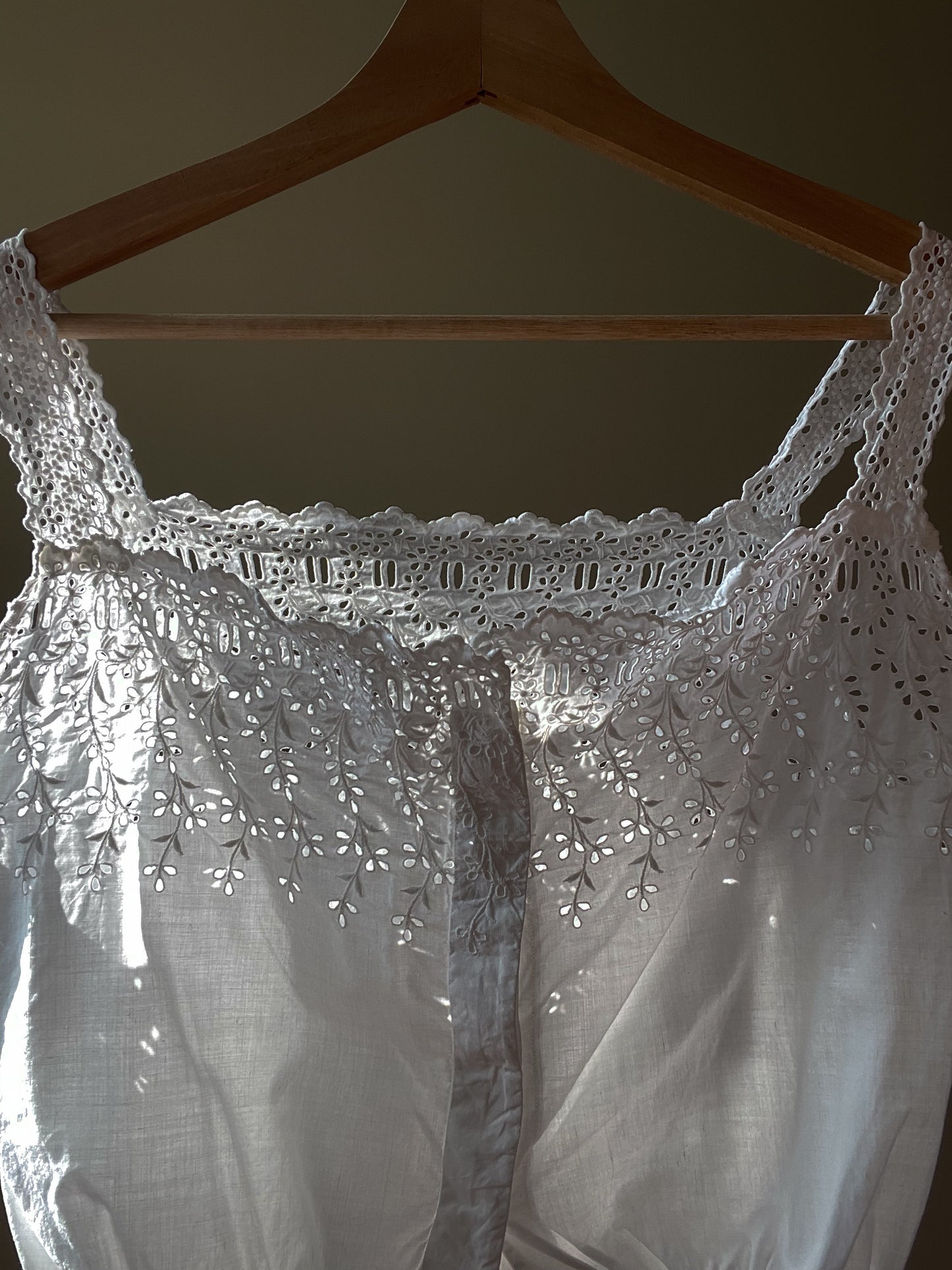 Antique White Cotton Embroidered Tank Top
