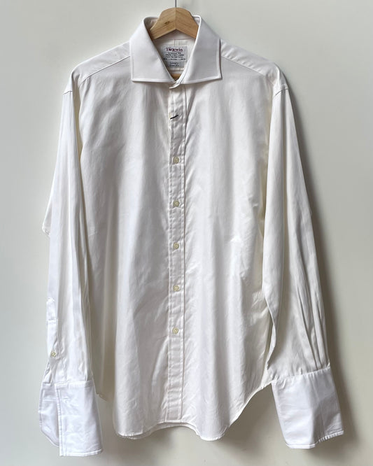 Vintage Cream Cufflink Textured Cotton Shirt