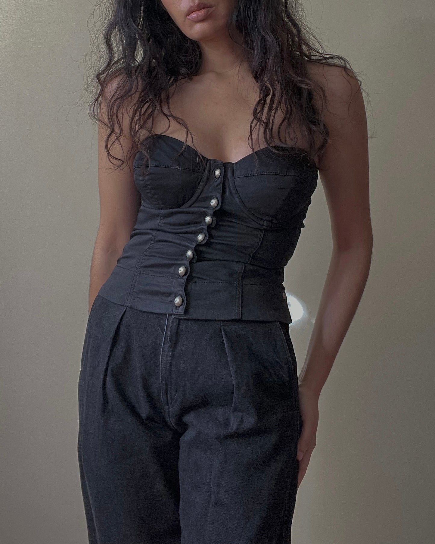 Vintage Designer Miss Sixty Collection Black Cotton Corset