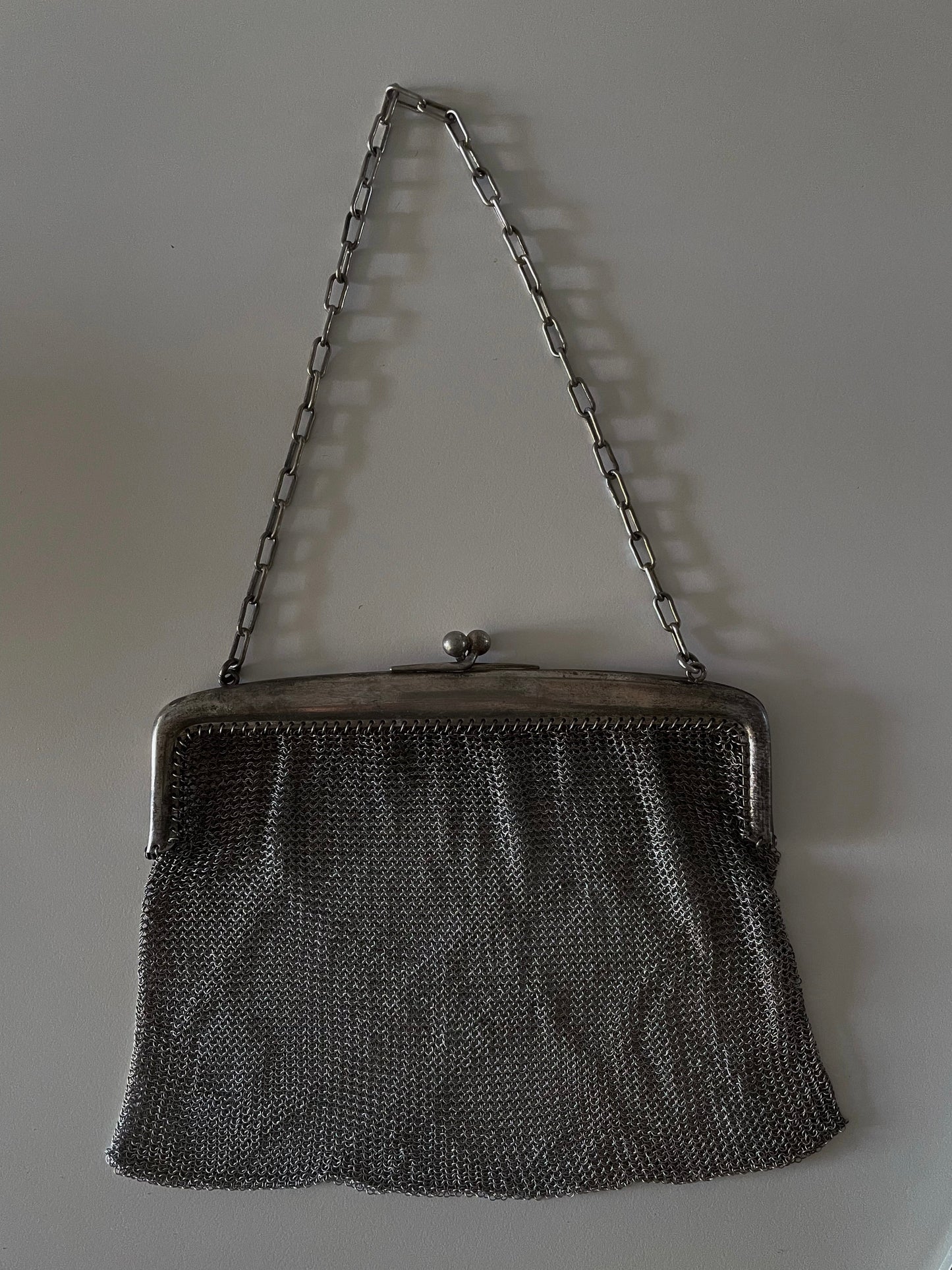 Antique Silver Chainmail Evening Bag