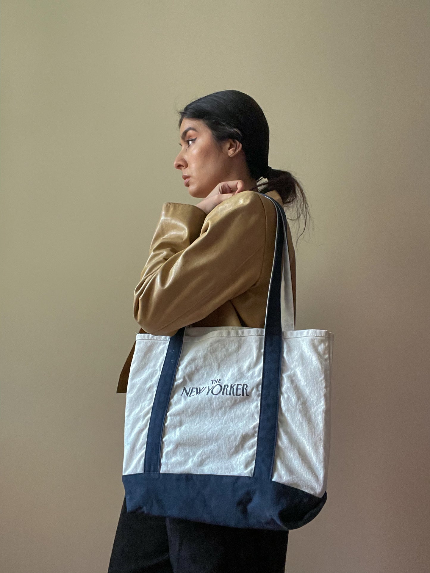 Vintage Blue New Yorker Canvas Cotton Tote Bag