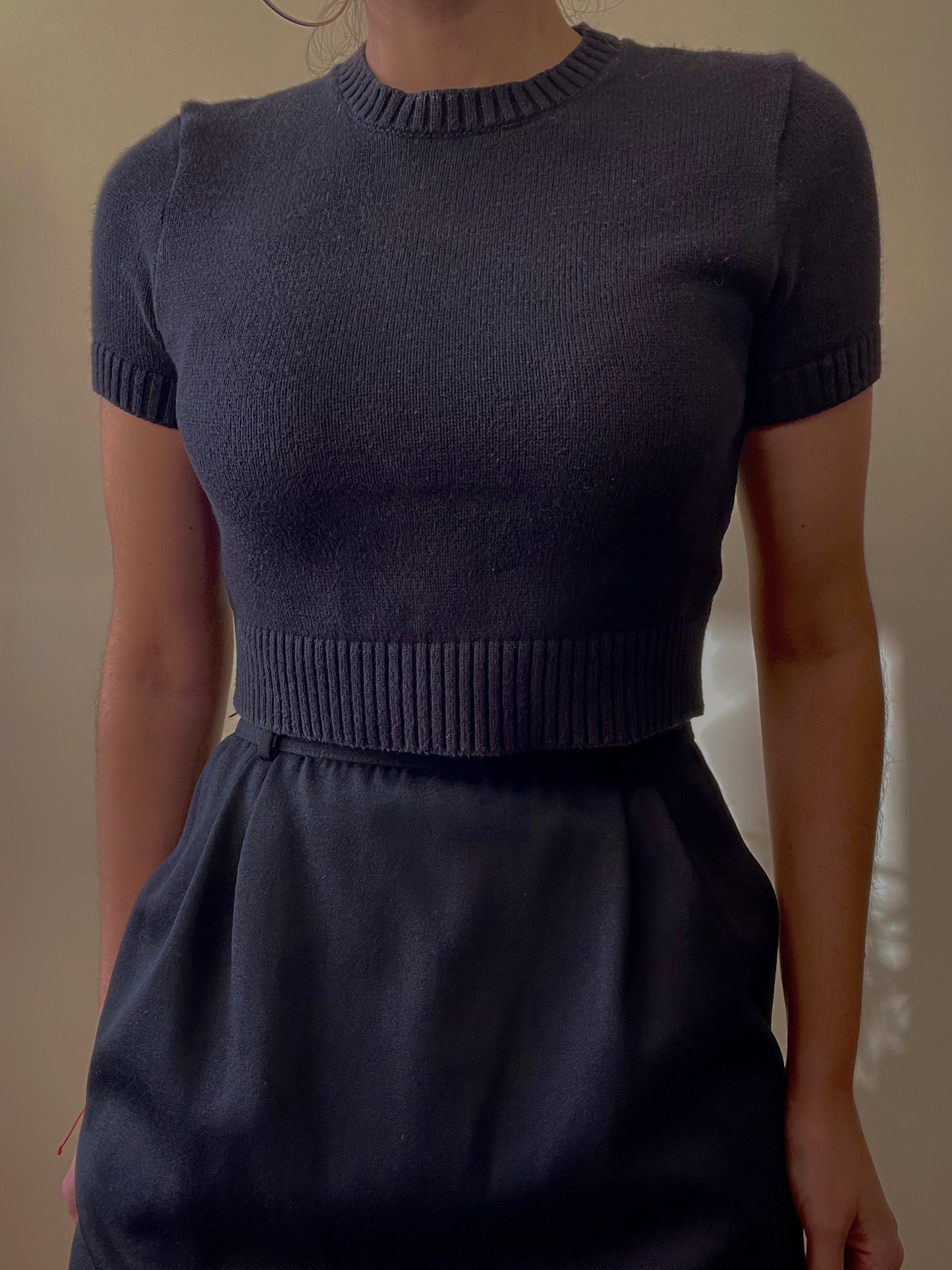 Preloved Brand American Apparel Black Knit Crop Top