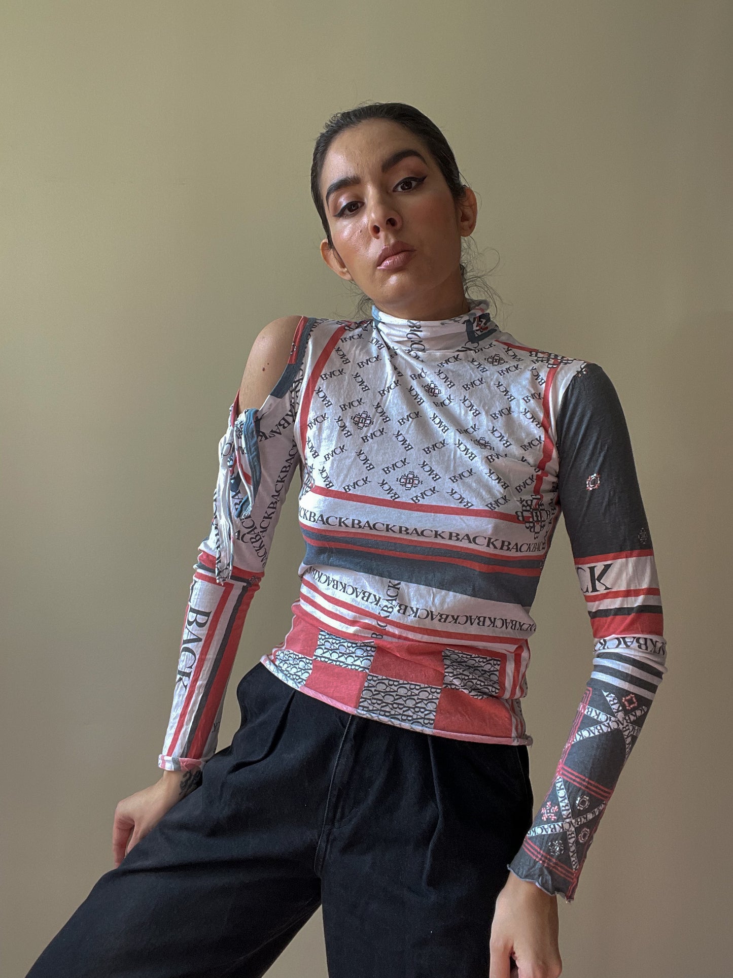 Vintage Designer Back By Ann-Sofie Back Multi Turtleneck Knit