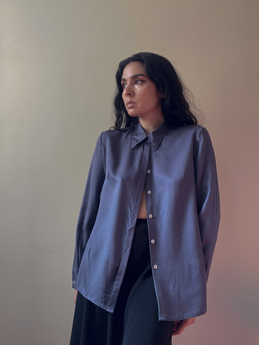 Vintage Brand Andrea Mare Silk Grey Textured Shirt