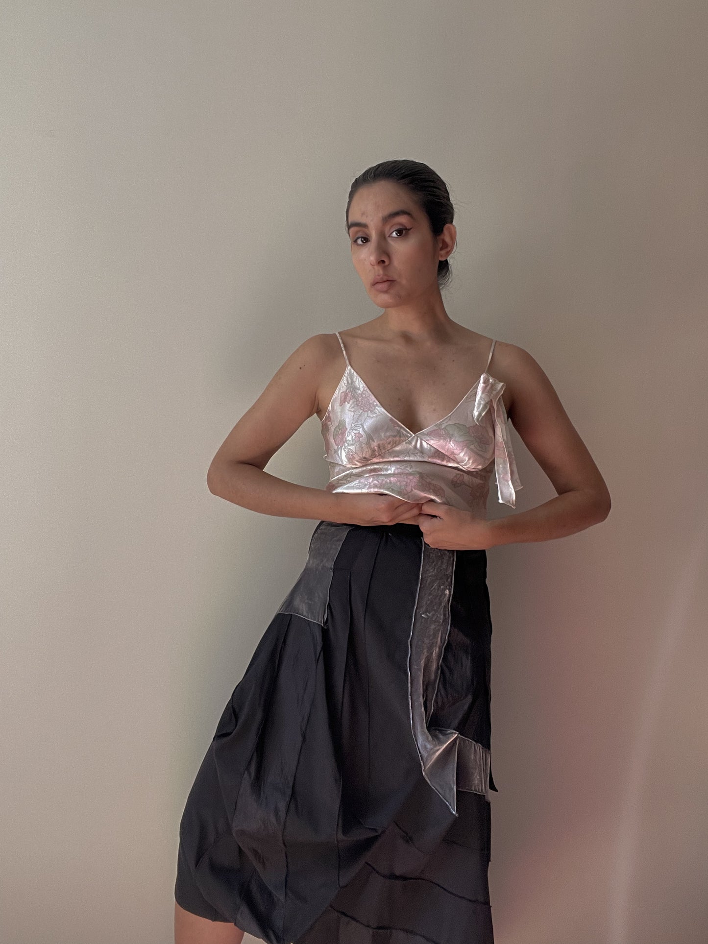 Vintage Designer Ungaro Pink Silk Floral Print Cami