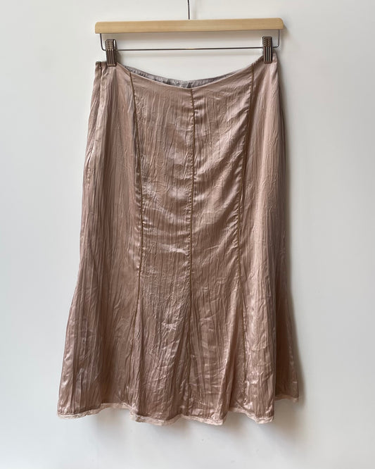 Vintage Pink Silk Midi Skirt