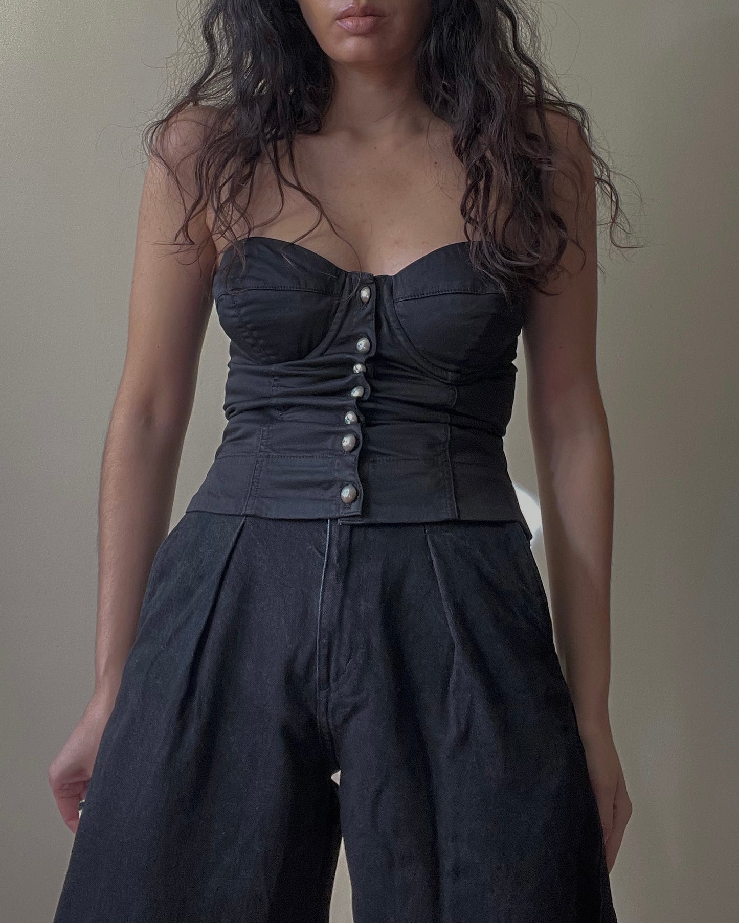Vintage Designer Miss Sixty Collection Black Cotton Corset