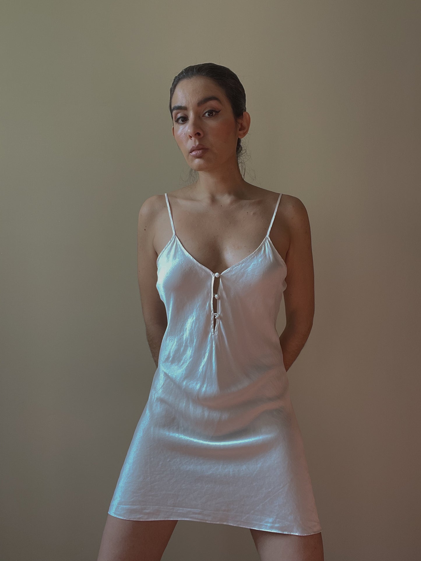 Vintage Cream Silk Slip Dress
