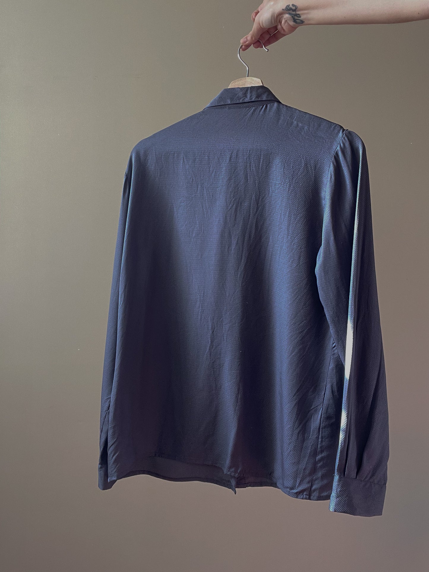 Vintage Brand Andrea Mare Silk Grey Textured Shirt