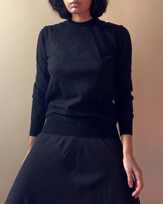 Vintage Brand Kangra Merino Black Crew Knit Sweater