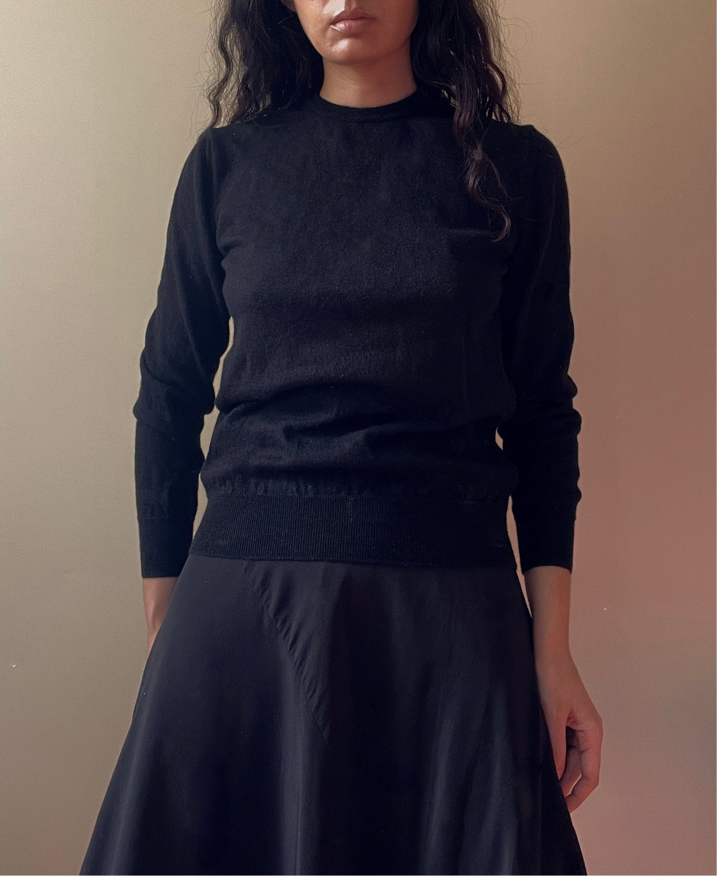 Vintage Brand Kangra Merino Black Crew Knit Sweater