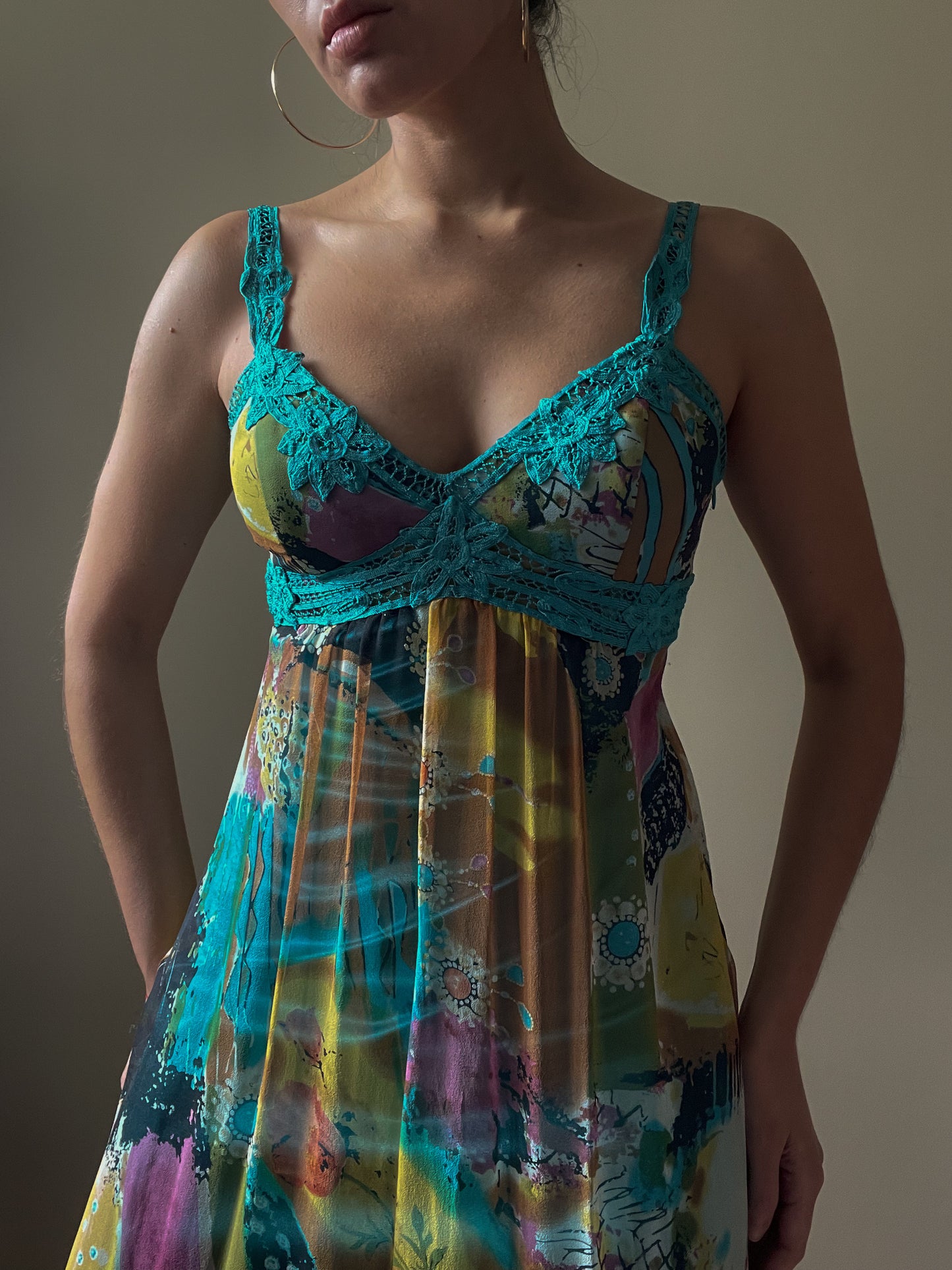 Vintage Designer Sue Wong Silk Print Dress