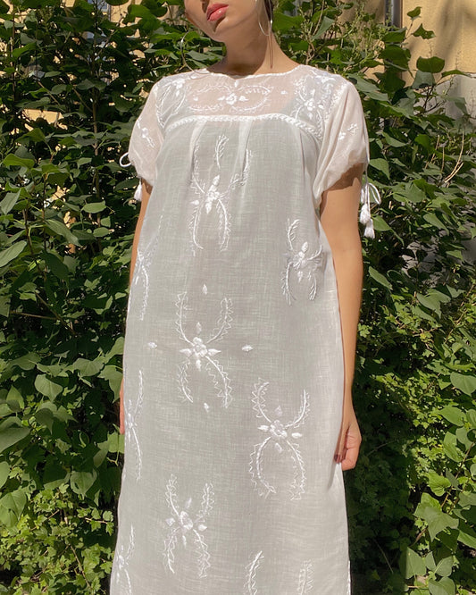 Vintage Midsummer Embroidered Cotton Dress