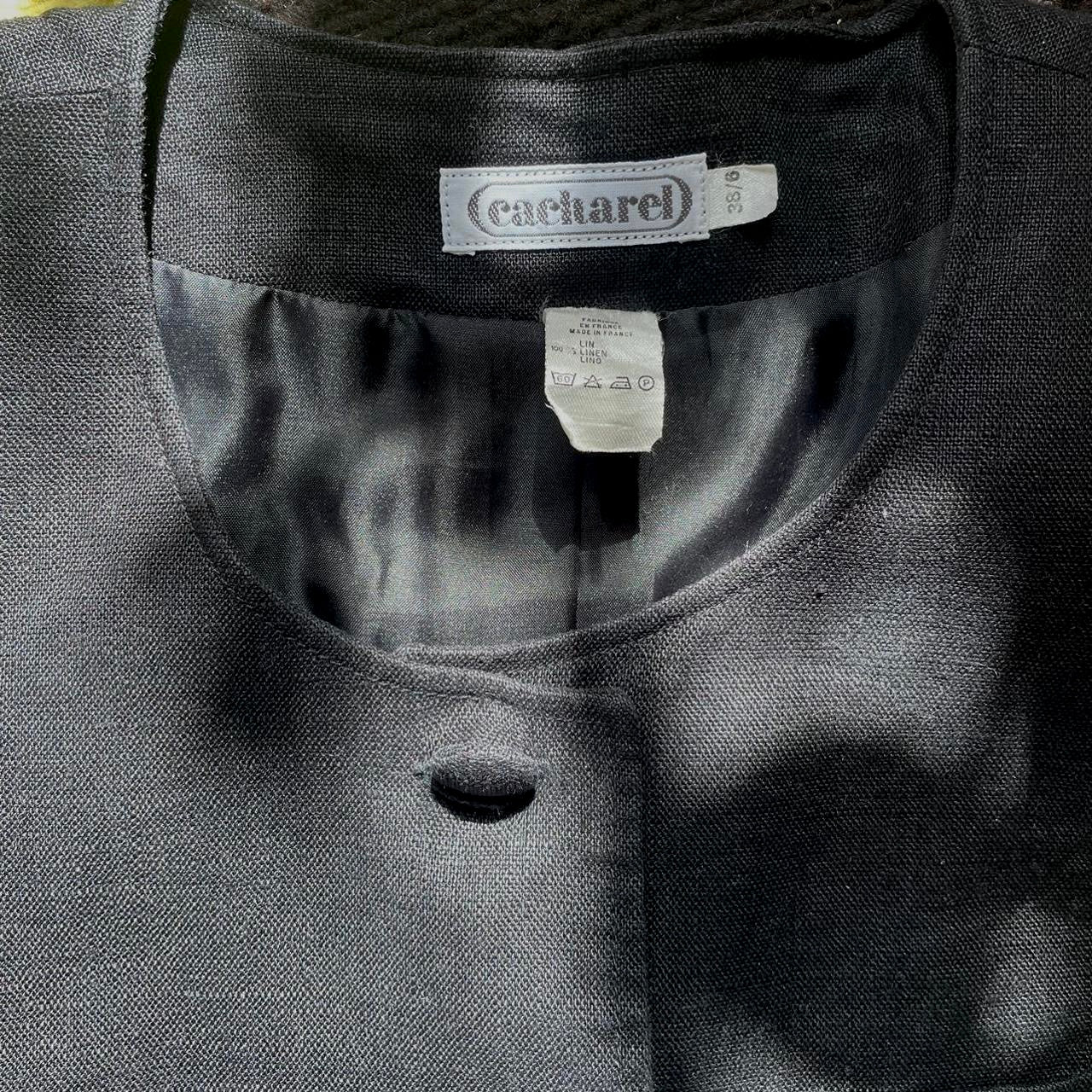 Vintage Designer Cacharel 90s Black Boxy Linen Top