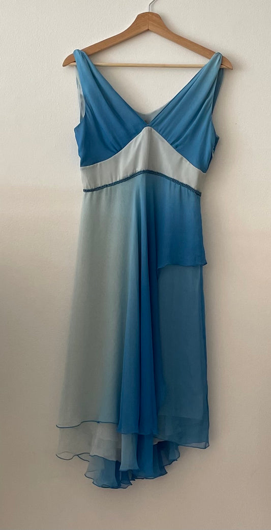 Vintage Blue Silk Watercolor Issey Miyake Dress