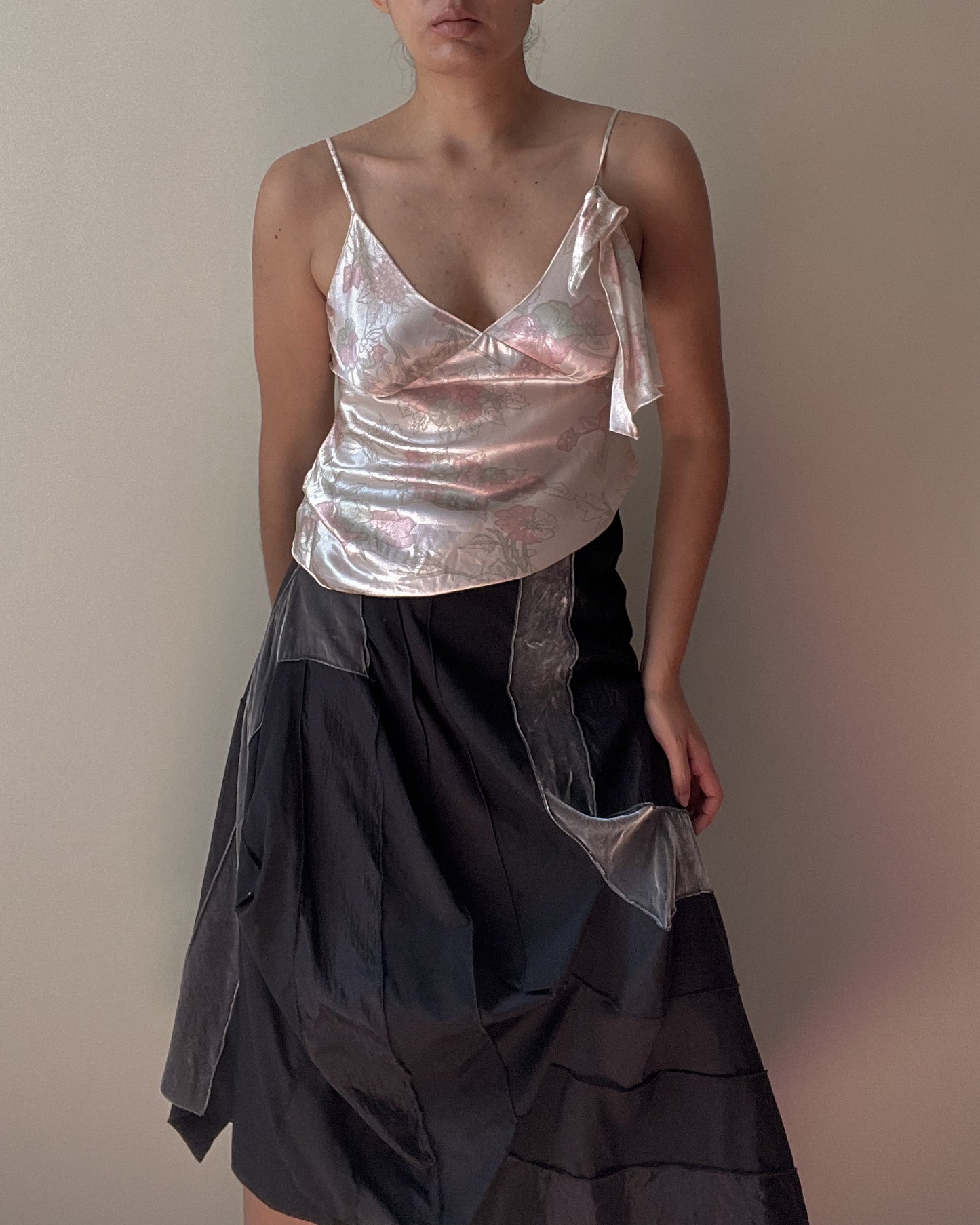 Vintage Designer Ungaro Pink Silk Floral Print Cami