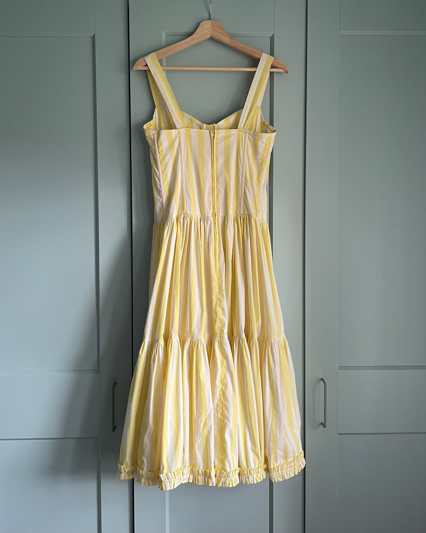 Vintage Butter Yellow Stripe Midsummer Cotton Dress