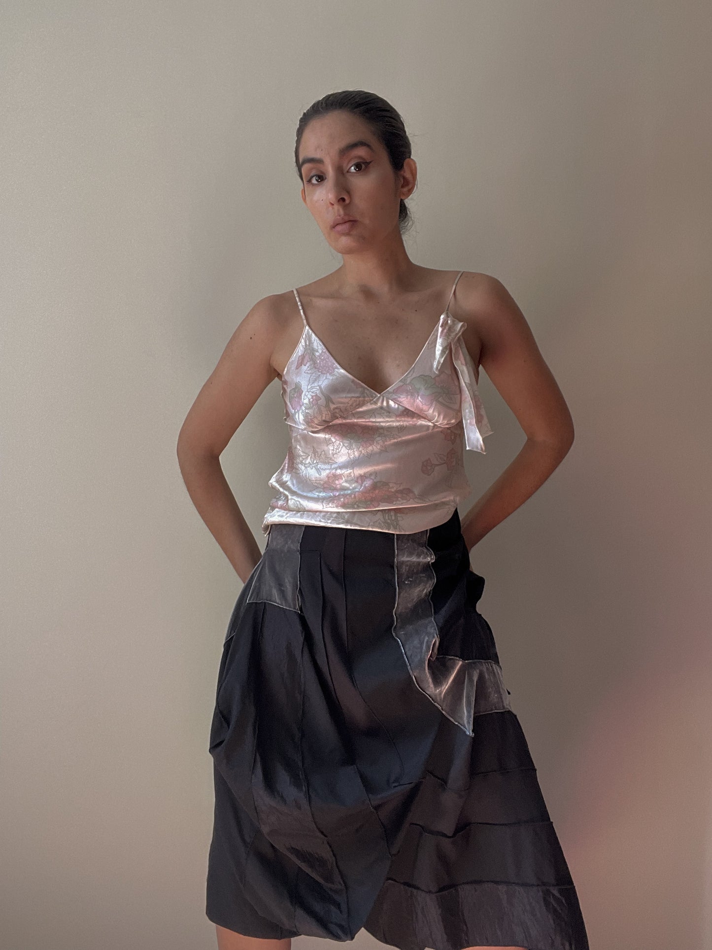 Vintage Designer Ungaro Pink Silk Floral Print Cami