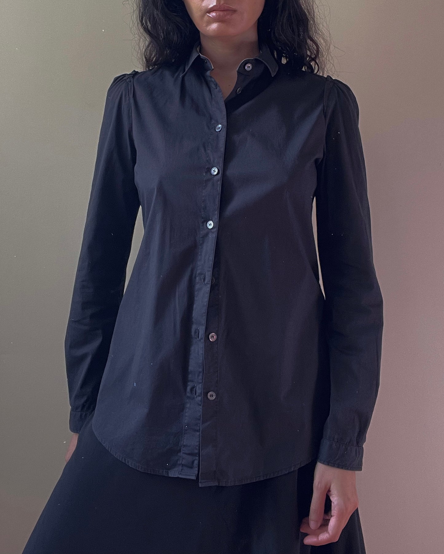 Vintage Designer Burberry Brit Black Cotton Feminine Shirt
