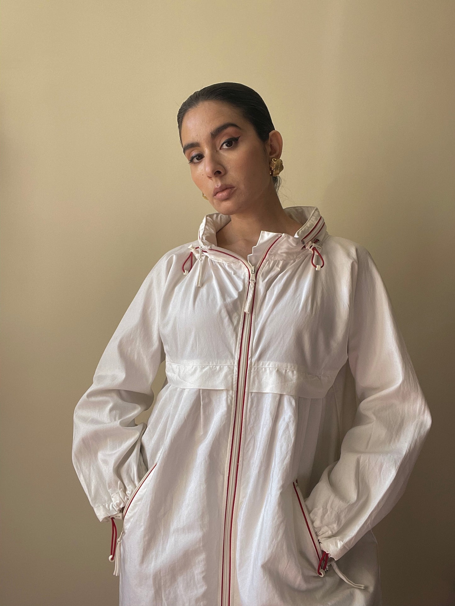 Vintage Designer Moschino White Windbreaker Jacket