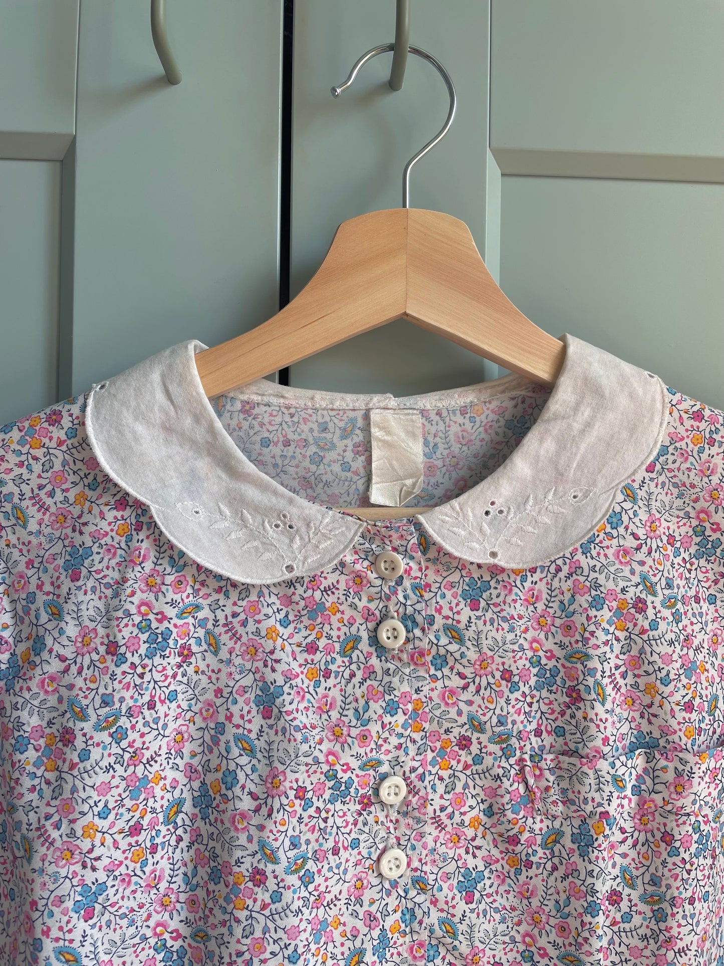 Vintage Floral Puff Sleeve Cotton Blouse